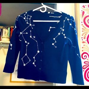 “Vintage” Anthro Moth navy constellation cardigan